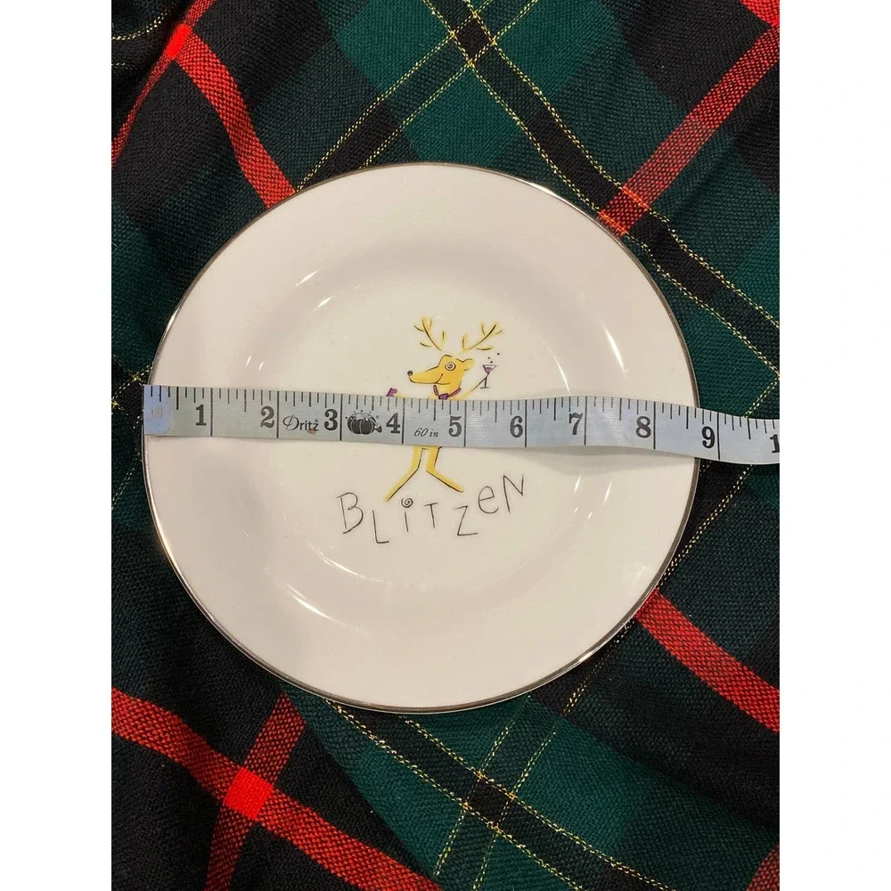 Pottery Barn REINDEER BLITZEN Salad Plates 8-1/2” White Porcelain MINT!‎